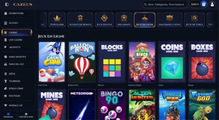 Cazeus casino deposit à France